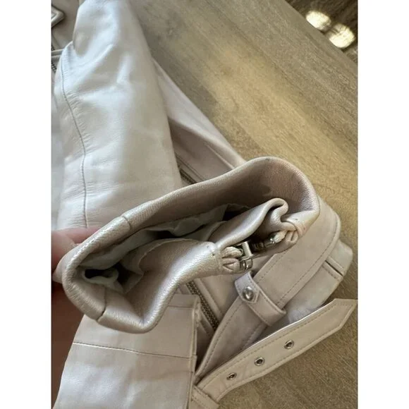 IRO PARIS Milaspe Light Baby Metallic Pink Lambskin Leather Moto Biker Jacket 38 - Picture 8 of 12